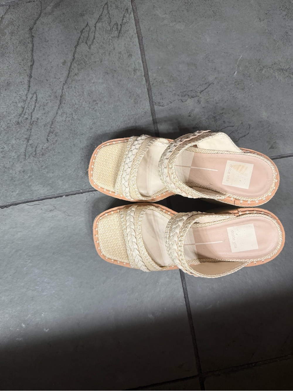 Dolce Vita Woven Slide Sandals in Cream - Women's Casual Slip-Ons